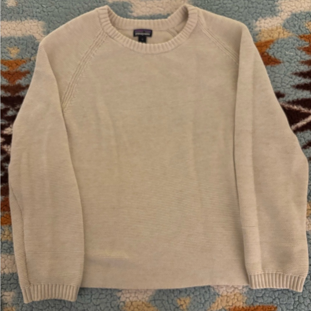 Cream color crew neck Patagonia knit sweater